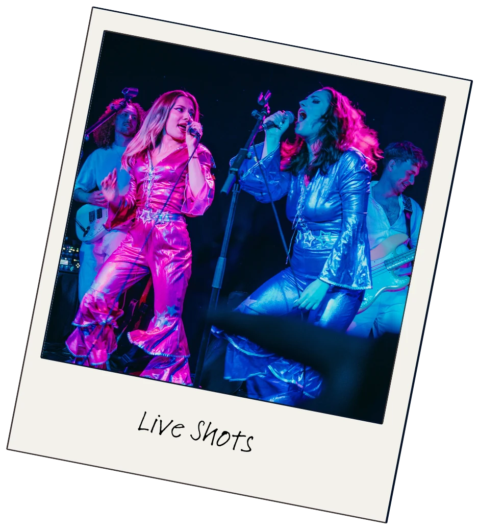 Two singers performing the ABBA tribute show
