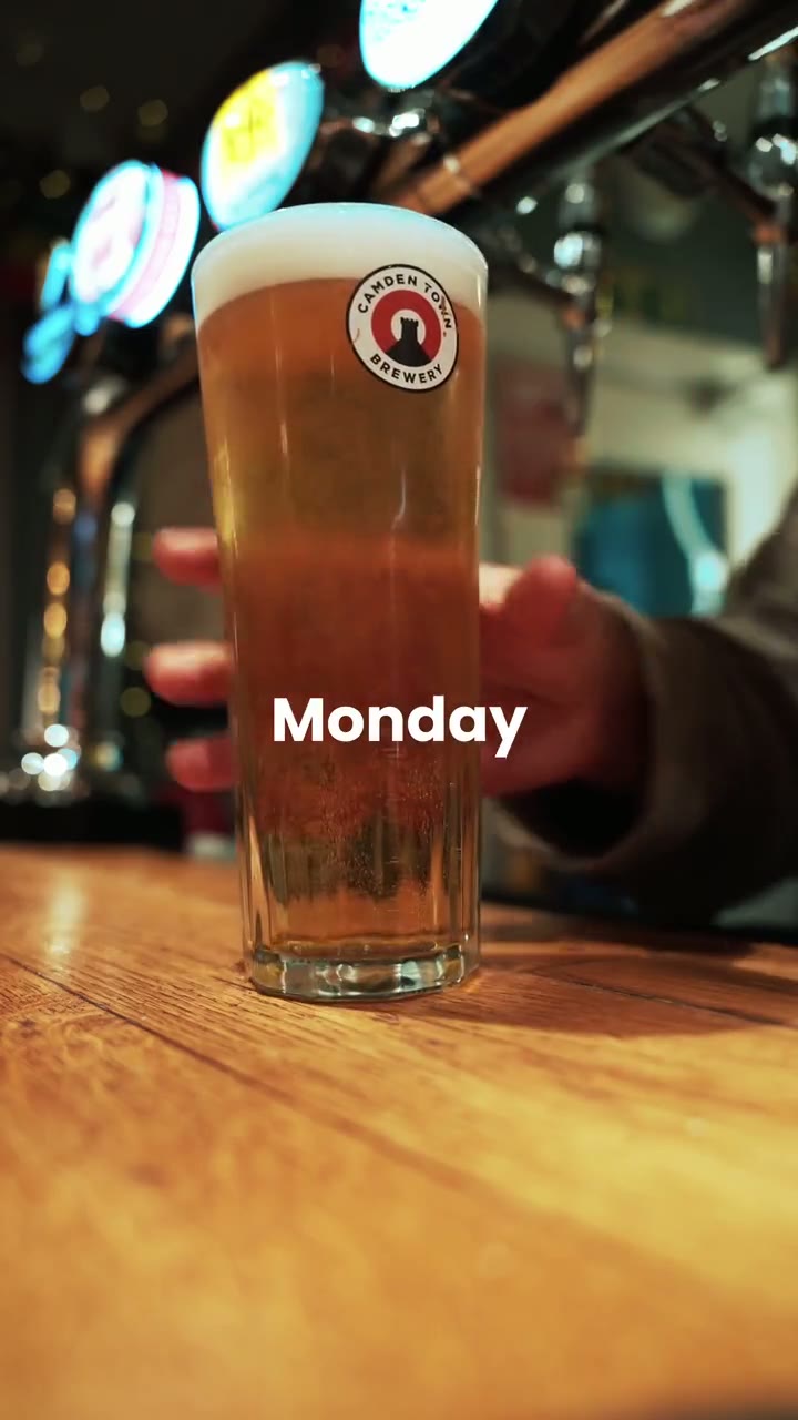 A freshly poured Camden Town Brewery pint at Crowns